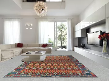 All-Over Geometric Kilim Oriental Large Rug 10x16