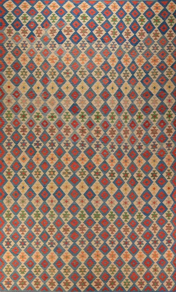 All-Over Trellis Colorful Kilim Oriental Large Rug 10x16