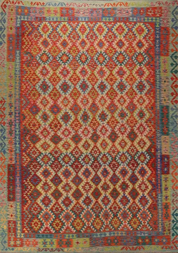 South Western Wool Kilim Oriental Area Rug 10x13