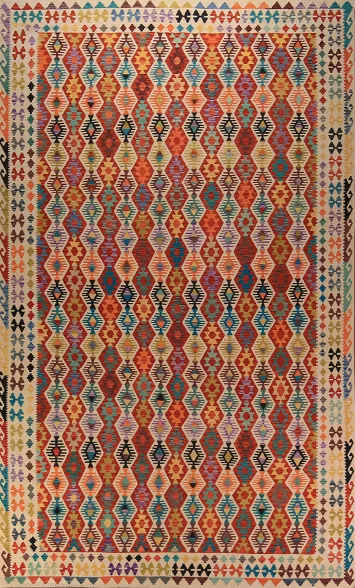 All-Over Geometric Kilim Oriental Large Rug 10x17