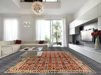 All-Over Geometric Kilim Oriental Large Rug 10x17