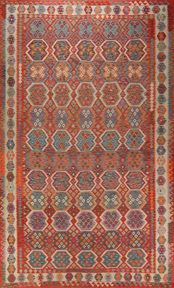 All-Over Geometric Kilim Oriental Large Rug 10x16