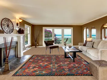 All-Over Geometric Wool Kilim Oriental Area Rug 8x10