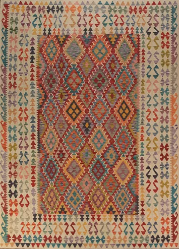 Flat Weave Geometric Kilim Oriental Area Rug 8x11