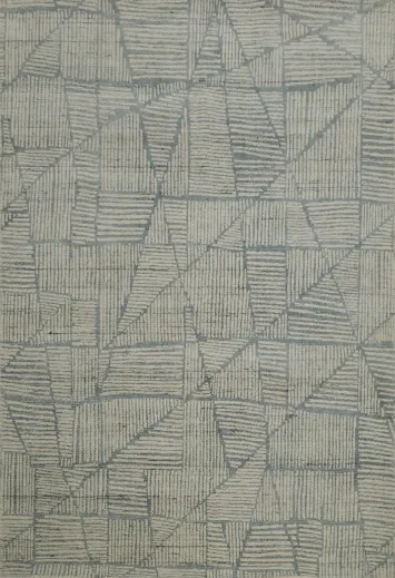 Chic Blue and White Geometric Rug, Ideal for Modern Homes 5x8