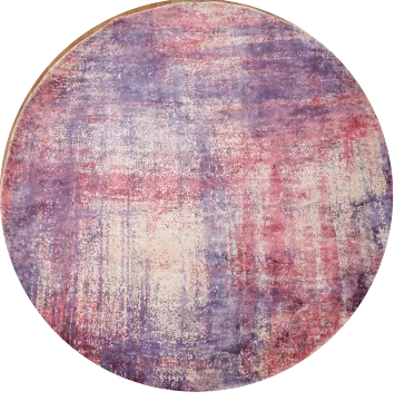 Luxury Round Rug with Artistic Purple and Pink Tones 7'x7'