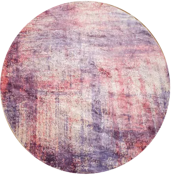 Artistic Purple and Pink Abstract Round Area Rug 7x7 ft