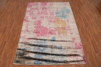 Contemporary Abstract Indian Area Rug 7x10