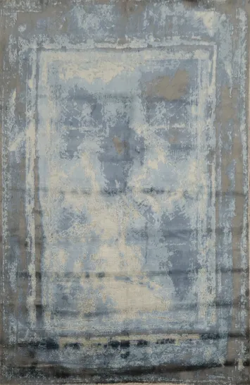 Luxury Gray-Blue Rug with Unique Weathered Pattern Look 5x8