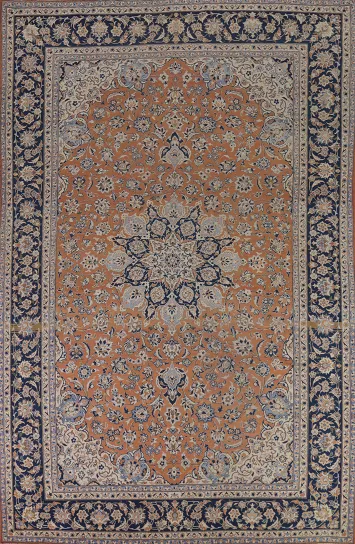 Orange Floral Najafabad Persian Large Rug 10x14