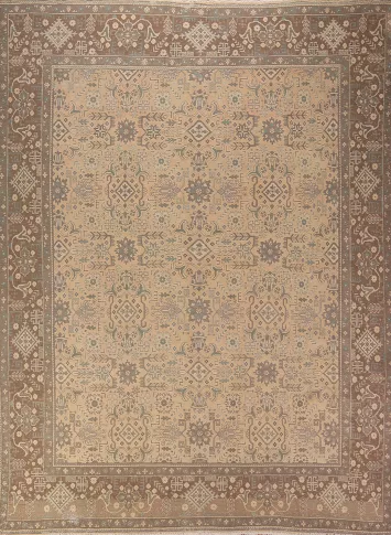 All-Over Wool Vintage Tabriz Persian Area Rug 10x13