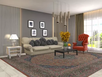 Orange Floral Mashad Persian Area Rug 10x13