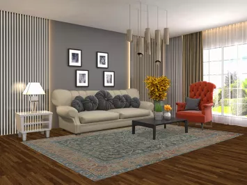 Green Floral Kashan Persian Area Rug 6x10