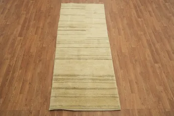Graceful Neutral Tones Gabbeh Persian Runner for a Minimalist Room Decor 3x7 ft