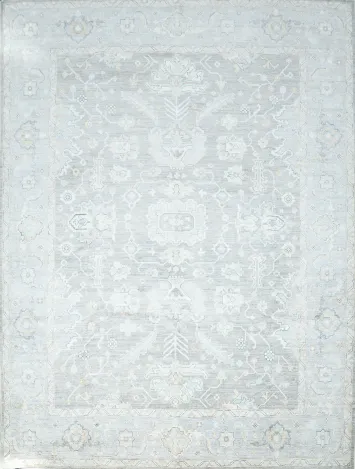 Vegetable Dye Muted Grey Oushak Turkish Area Rug 9x12