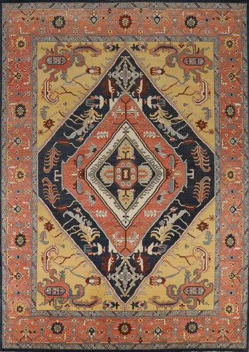 Vegetable Dye Geometric Heriz Oriental Area Rug 9x12