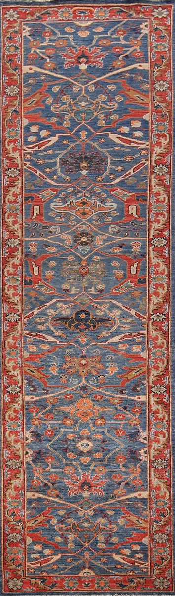Blue Vegetable Dye Ziegler Oriental Runner Rug 3x13