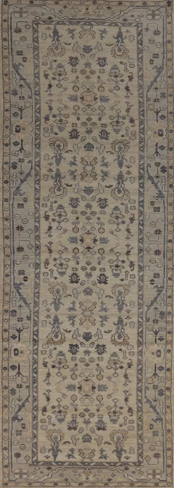Vegetable Dye Oushak Turkish Runner Rug 3x12