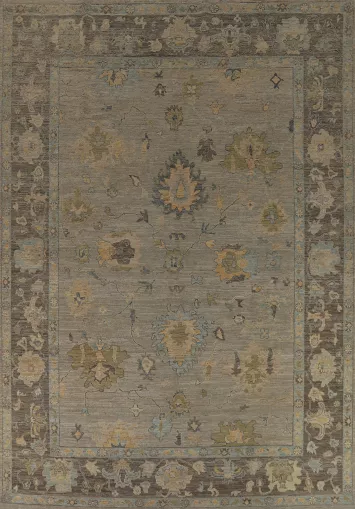 Vegetable Dye Oushak Turkish Area Rug 9x12