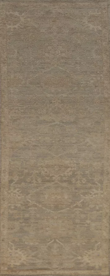 Vegetable Dye Oushak Turkish Runner Rug 3x10