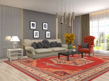 Geometric Wool Heriz Serapi Vegetable Dye Area Rug 9x12