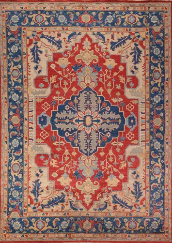 Handmade Wool Heriz Serapi Vegetable Dye Area Rug 9x12