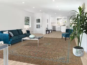 Vintage Wool Floral Mashad Persian Area Rug 9x13