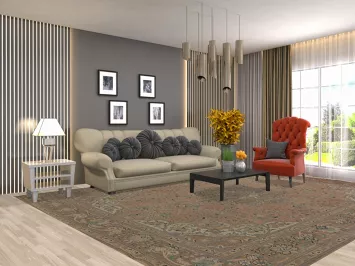 Distressed Wool Floral Tabriz Persian Area Rug 10x13