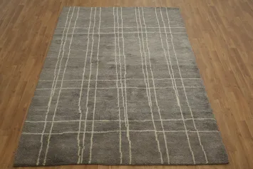 Brown Handmade Moroccan Oriental Area Rug 5x8