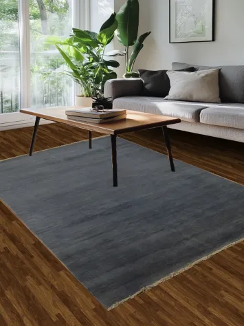 Grays & Blues Handmade Wool Gabbeh Modern Area Rug 5x8