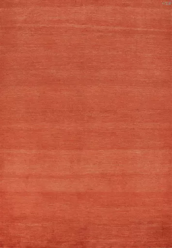Orange Wool Solid Gabbeh Modern Area Rug 6x8
