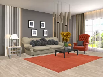 Orange Wool Solid Gabbeh Modern Area Rug 6x8