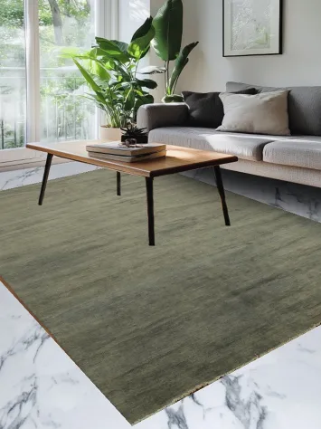 Gray & Beige Wool Gabbeh Modern Area Rug 6x10