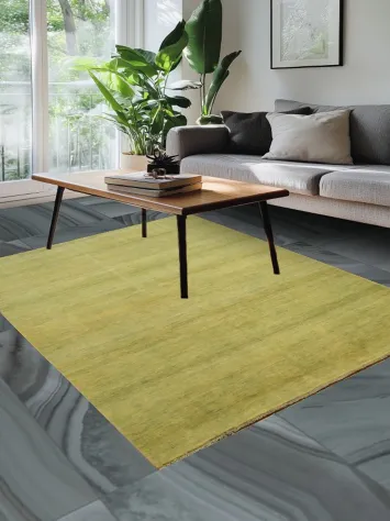 Green & Yellow Wool Gabbeh Modern Oriental Rug 5x7