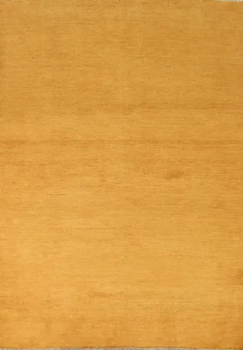 Solid Wool Yellow Gabbeh Oriental Rug 5x7