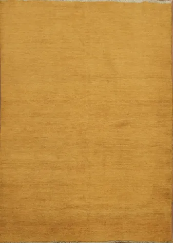Solid Wool Yellow Gabbeh Oriental Rug 5x7