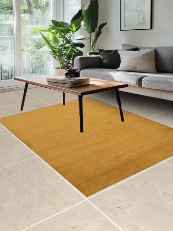 Solid Wool Yellow Gabbeh Oriental Rug 5x7