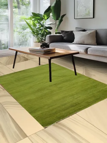 Green Handmade Wool Gabbeh Modern Rug 5x6