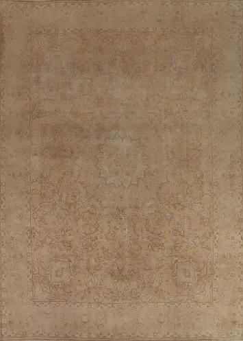 Vintage Floral Wool Tabriz Persian Area Rug 10x13