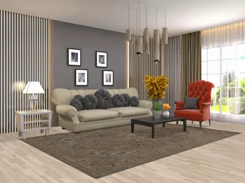 Geometric Wool Tabriz Persian Area Rug 6x10