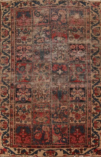 Garden Design Wool Bakhtiari Persian Rug 4x7