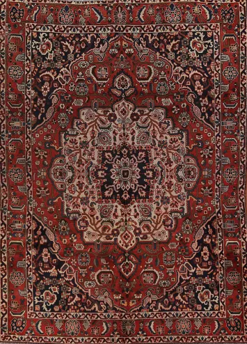 Vintage Wool Medallion Bakhtiari Persian Area Rug 7x10