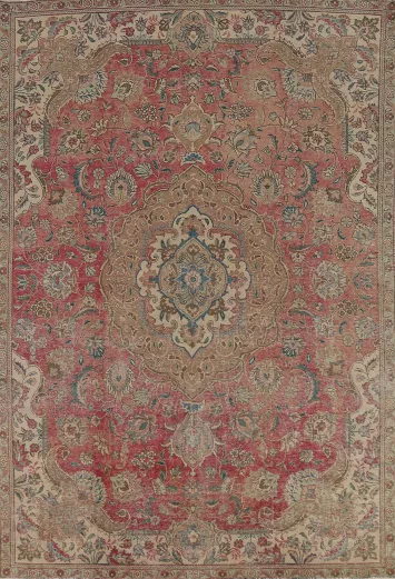 Pink Medallion Floral Tabriz Persian Area Rug 8x11