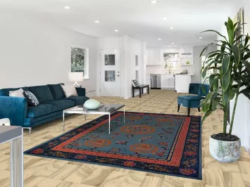 Vegetable Dye Blue Art Deco Chinese Area Rug 6x10