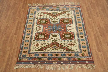 Vintage Turkish Woven Rug with Symmetrical Craftsmanship Details 5x6