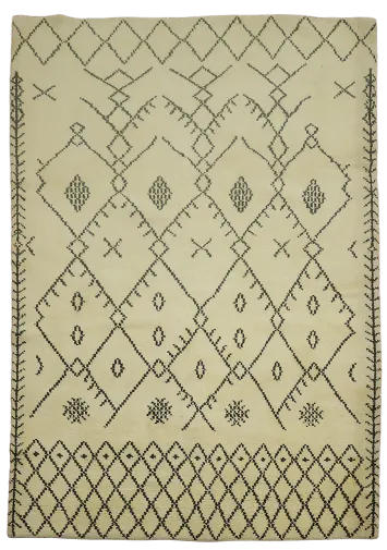 Bold Diamond Patterns on Cream Moroccan-Style Area Rug 6x8