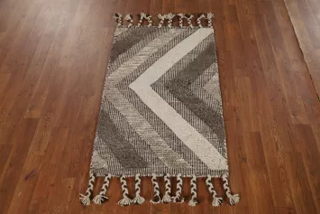 Earth Tone Carved Wool Moroccan Indian Rug 2x3