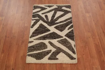 Modern Wool Geometric Moroccan Indian Rug 2x3