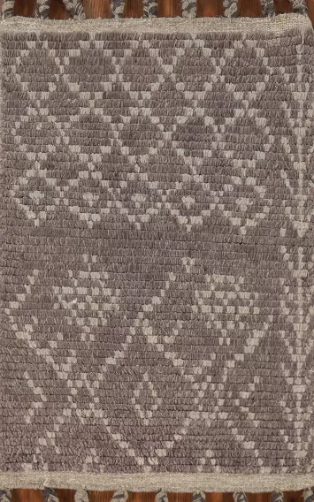 Handmade Brown Wool Moroccan Indian Rug 2x3