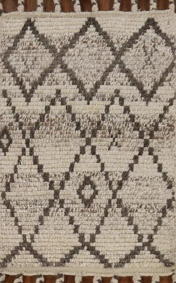 Geometric Wool Moroccan Oriental Rug 2x3